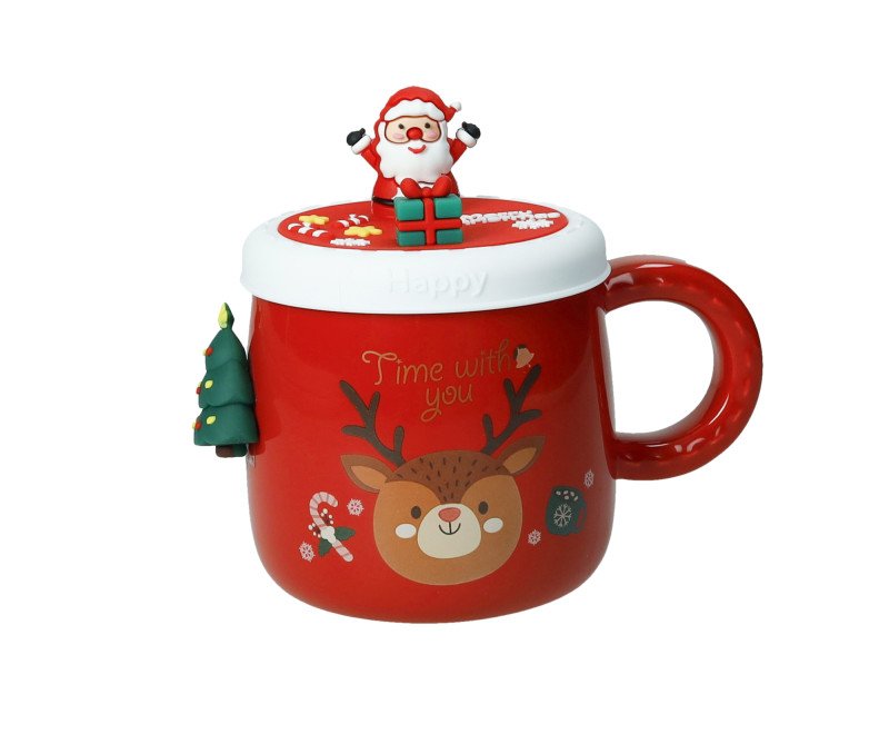 MUG MAGNETE ALBERO DI NATALE NEW BONE CHINA CON TAPPO SILICONE - 89953