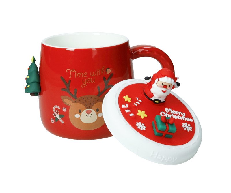 MUG MAGNETE ALBERO DI NATALE NEW BONE CHINA CON TAPPO SILICONE - 89953