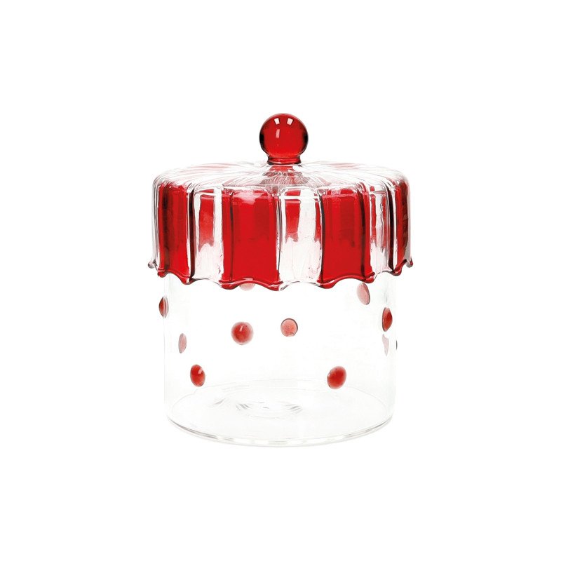 Barattolo Pois Rosso Vetro - 89994