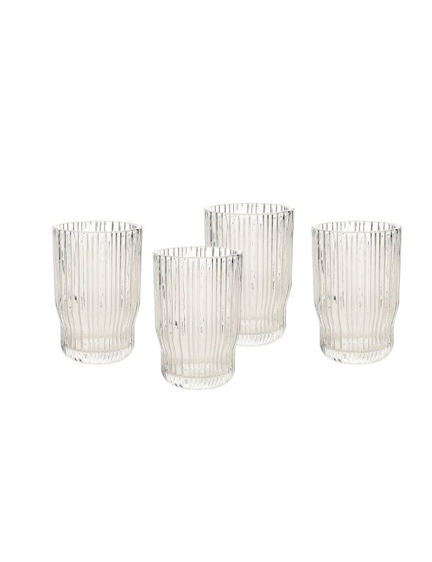 Bicchiere trasparente plisse set 4pz vetro - 96015