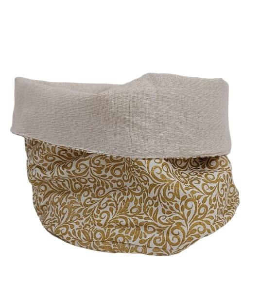 Cestino tondo un lato micro oro un lato chambray lurex - br229038