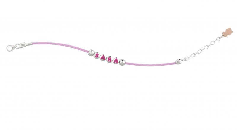 Spilla portaciuccio con cordino rosa - argento 925 - nan0269 Spilla portaciuccio con cordino rosa - argento 925 - nan0269