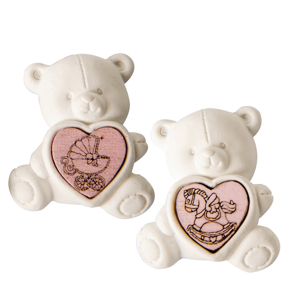 Gesso orso scritta rosa 2 soggetti assortiti cm. 4 - 08a041 - 08a041