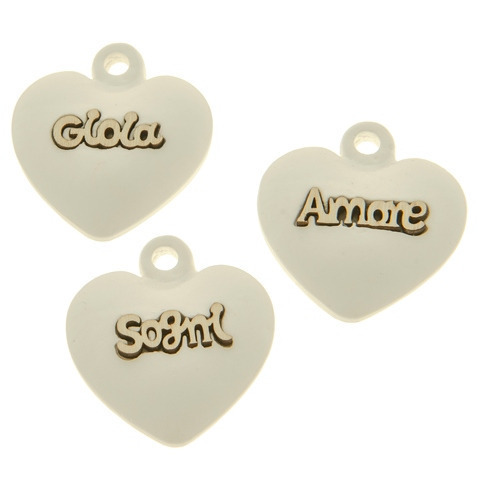 Gesso cuore scritte 3 soggetti assortiti cm. 4 - 08a072 - 08a072