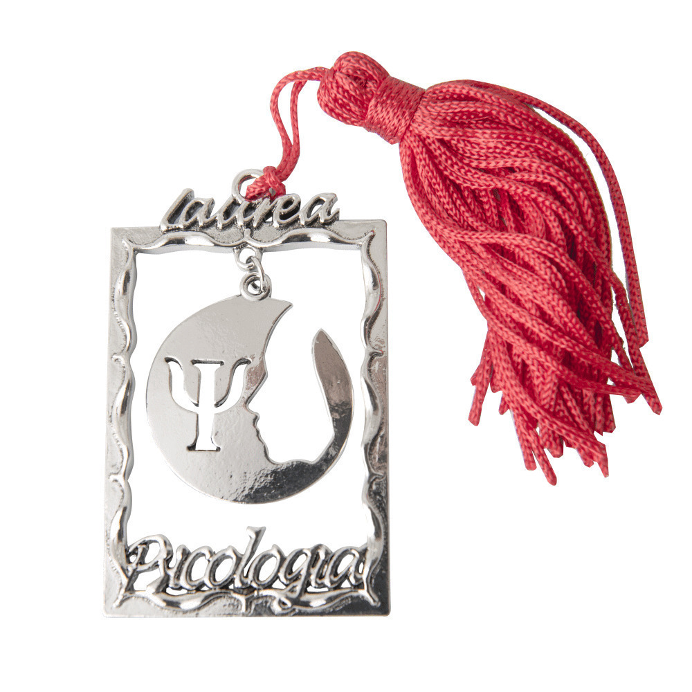 Bomboniera laurea psicologia in metallo con nappina - 12a041
