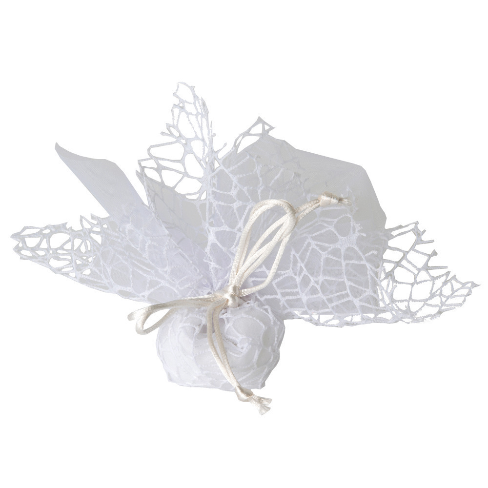 Sacchettini con tirante rete xl + velo 25x25 bianco - c1201