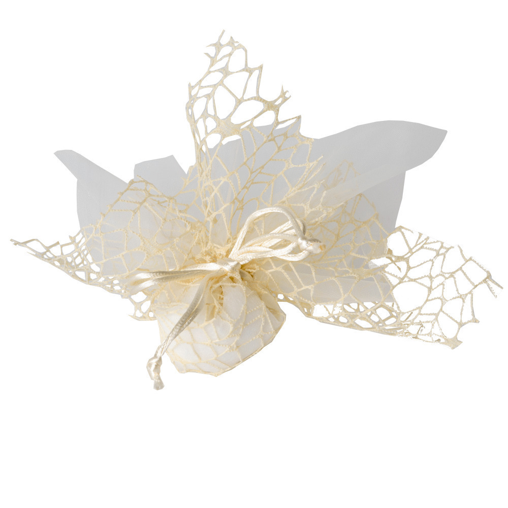 Sacchettini con tirante rete xl + velo 25x25 crema - c1202