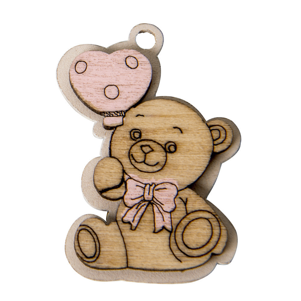 Legno bear rosa cm. 4 (bag12pz) 1/120bag - ca131 - ca131