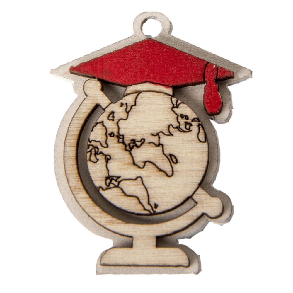 12 pz legno legnetto mondo tocco laurea 4 cm bomboniera applicazione laurea - ca138