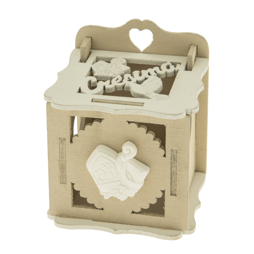 6 pz arte box sagoma cubo legno icona cresima in gesso Altezza 7 cm bomboniera - sc561