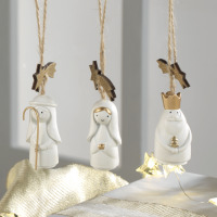 Set 3 decorazioni in resina - bianco - 20qc1641