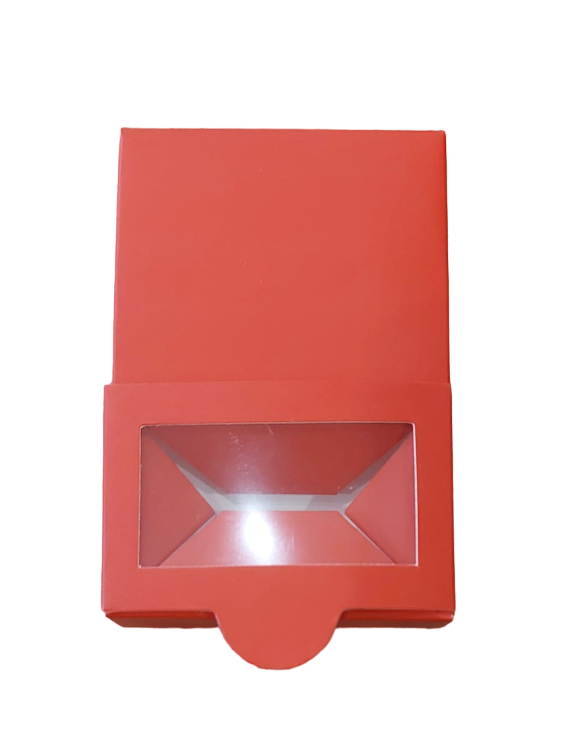 Scatola porta confetti con finestra rosso 9x6x1,5 cm - box08red
