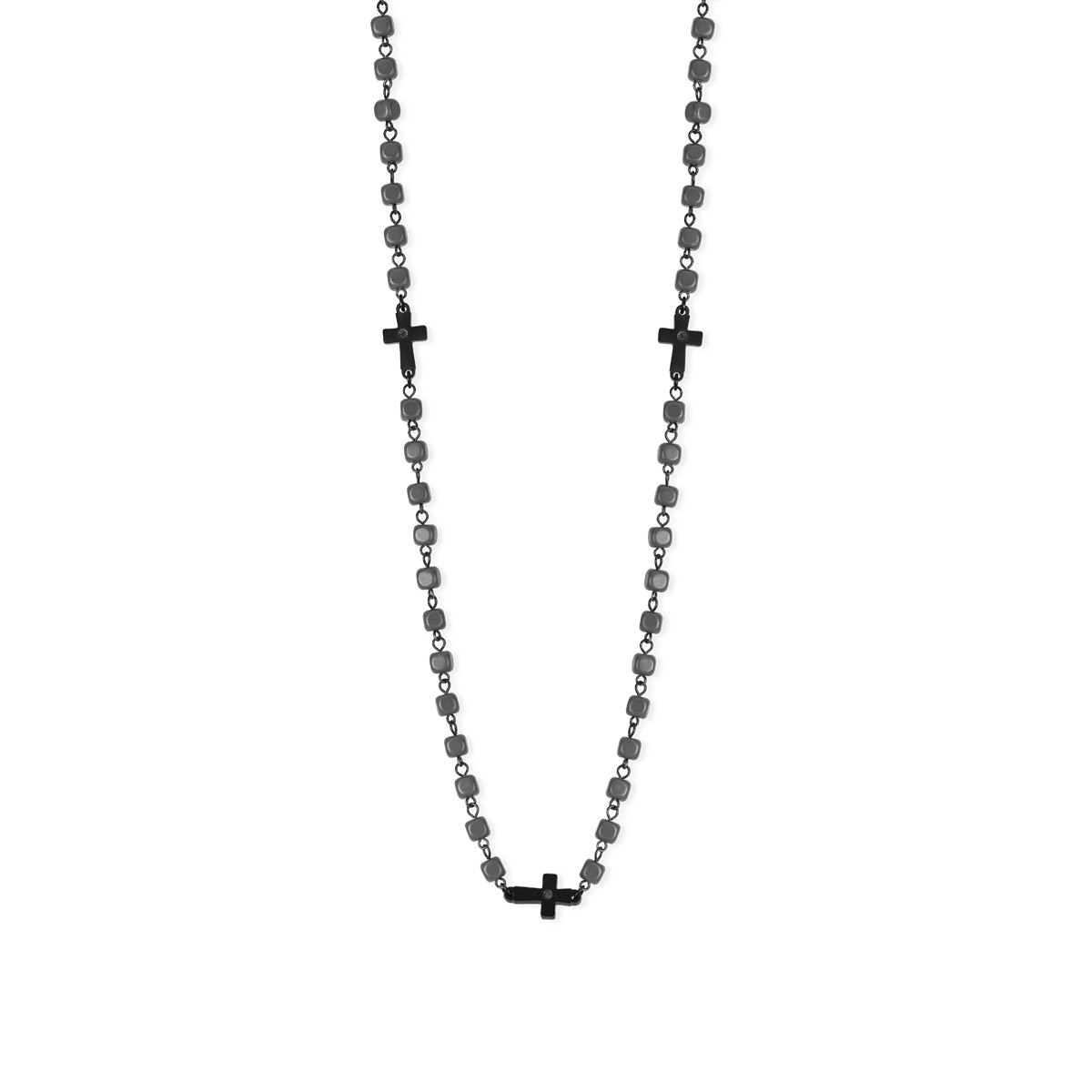 Collana ematite e acciaio 316l - 251679 Collana ematite e acciaio 316l - 251679