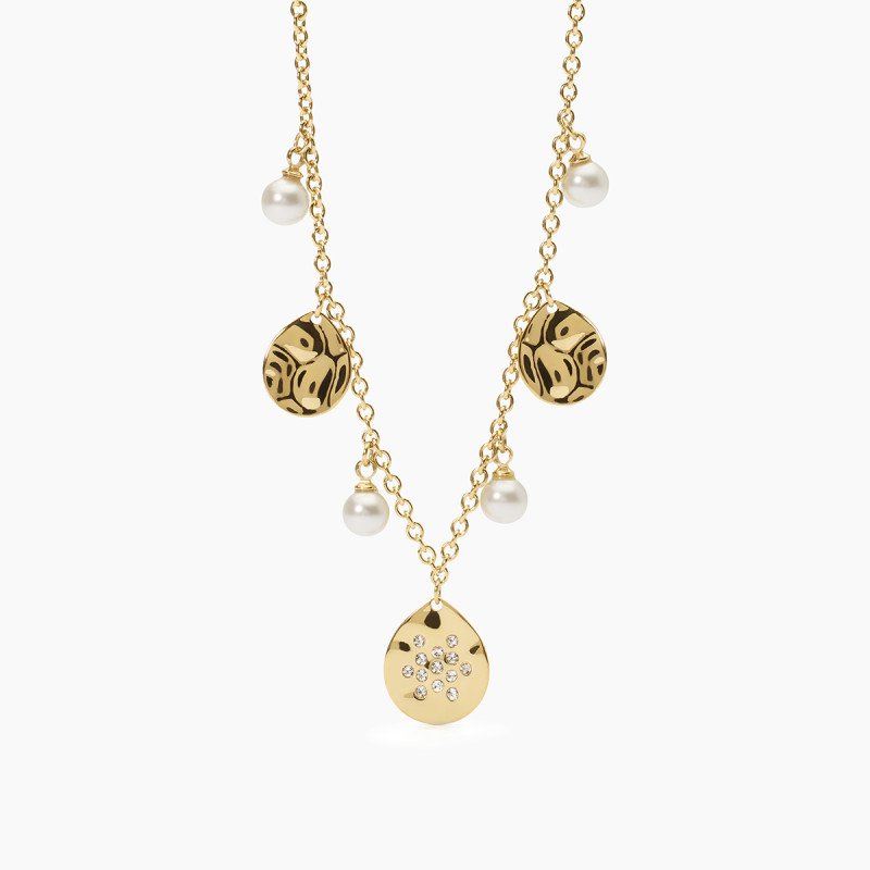 Girocollo in acciaio 316L PVD giallo perle conchiglia cristalli - 251940 Girocollo in acciaio 316L PVD giallo perle conchiglia cristalli - 251940