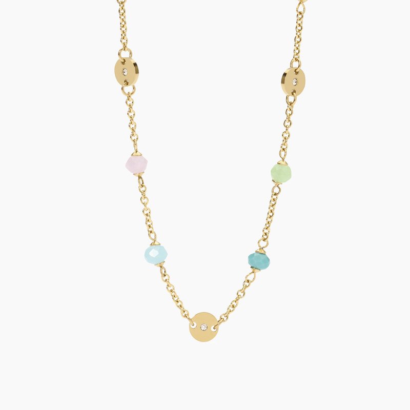 Girocollo in acciaio 316L PVD giallo glass cristalli - 251943 Girocollo in acciaio 316L PVD giallo glass cristalli - 251943