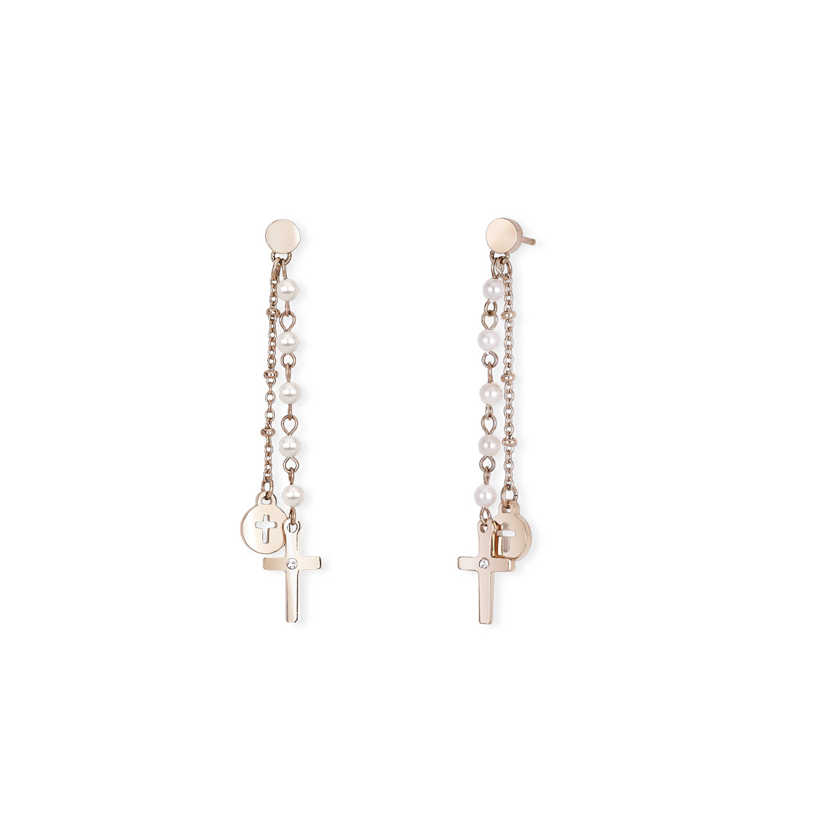 Orecchini in acciaio 316l e pvd rosé - 261275