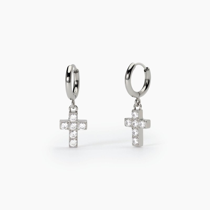 Orecchini in acciaio 316L zirconi - 261421 Orecchini in acciaio 316L zirconi - 261421