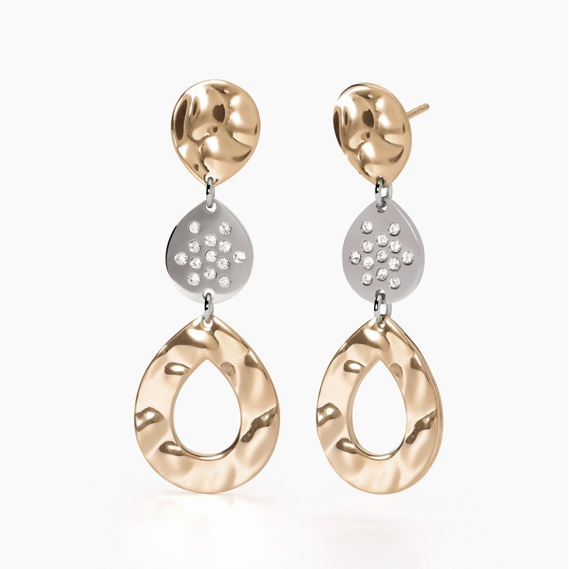 Orecchini in acciaio 316L PVD rosé cristalli - 261472 Orecchini in acciaio 316L PVD rosé cristalli - 261472