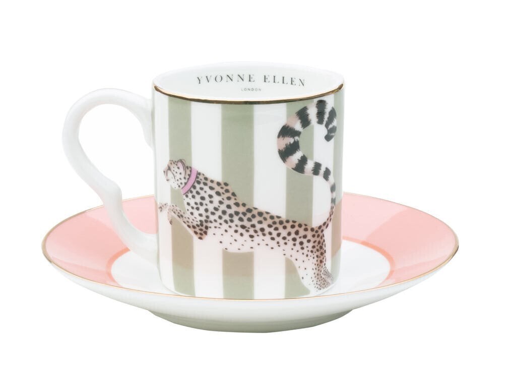 Set 2 tazzine con piattino cheetah and bird espresso cup & saucers - a22004016