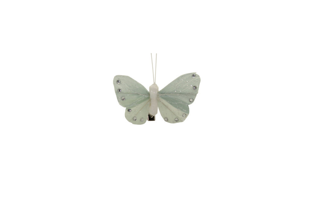 Farfalla verde con clip 6 cm - 030156+7
