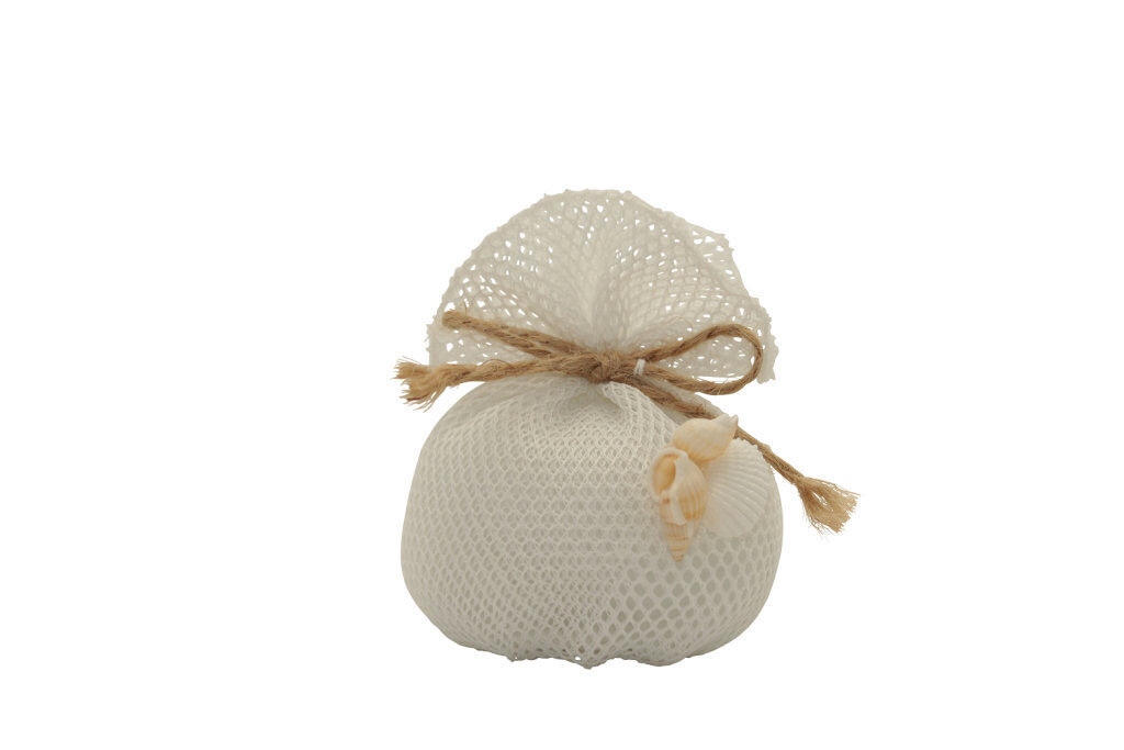 Puff tondo rete + conch mare bianco 8x9cm - 091711