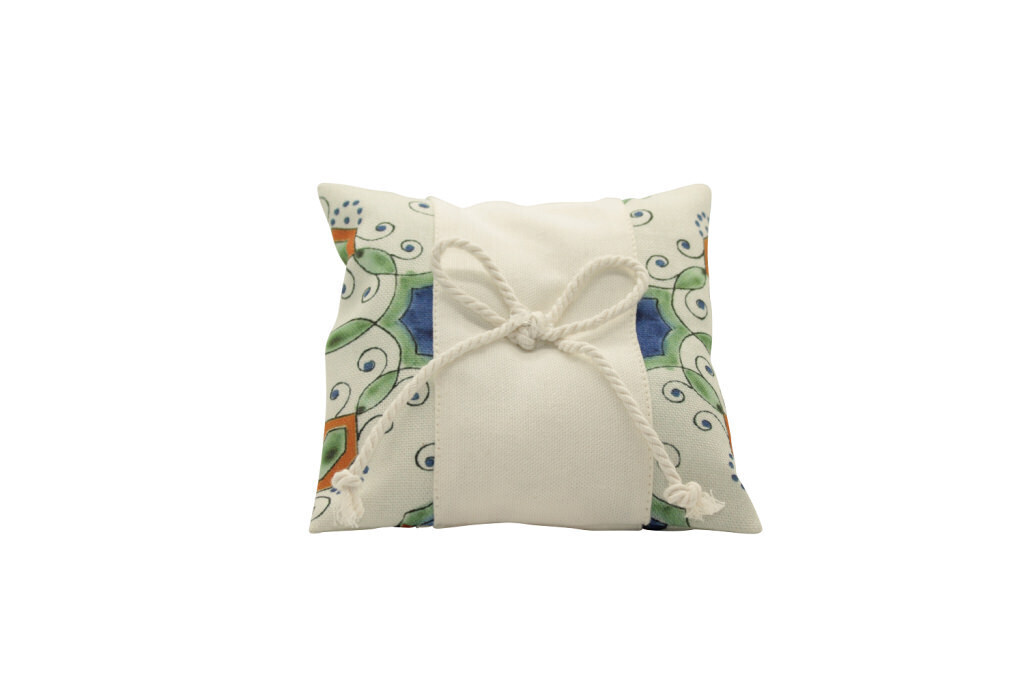 Cuscino stoffa mattonelle + cordoncino 13x13 - 091755