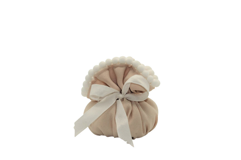 Puff tondo pallini tortora 9x13 - 091827+5