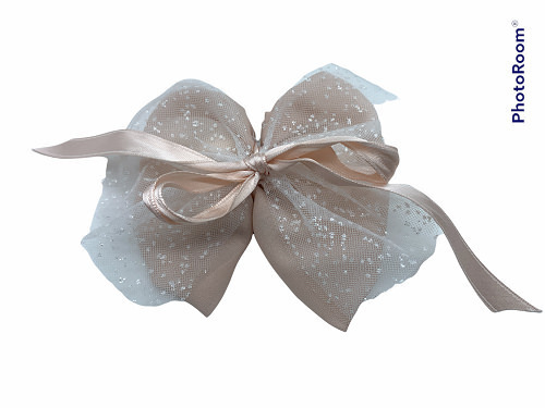 Papillon grande georgette glitter rosa 12x12 - 091885+2