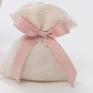 Sacch rett lino con fiocco rosa 10x11 - 091889+2