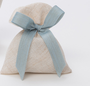 Sacch rett lino con fiocco celeste 10x11 - 091889+3