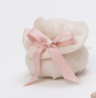 Puff lino con fiocco rosa 10x6 - 091890+2