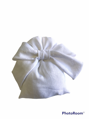 Sacchetto fiocco lino bianco 11x13 - 091907+1