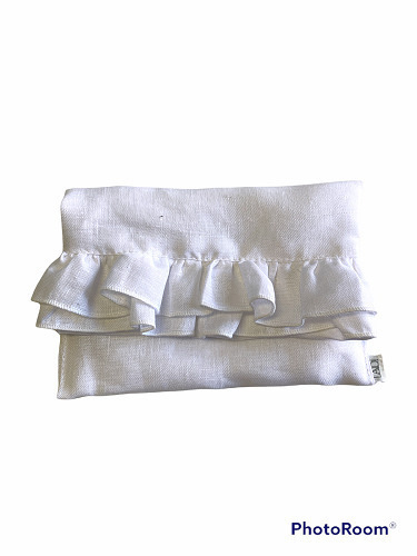 Pochette rouches lino bianco 16x11 - 091908+1