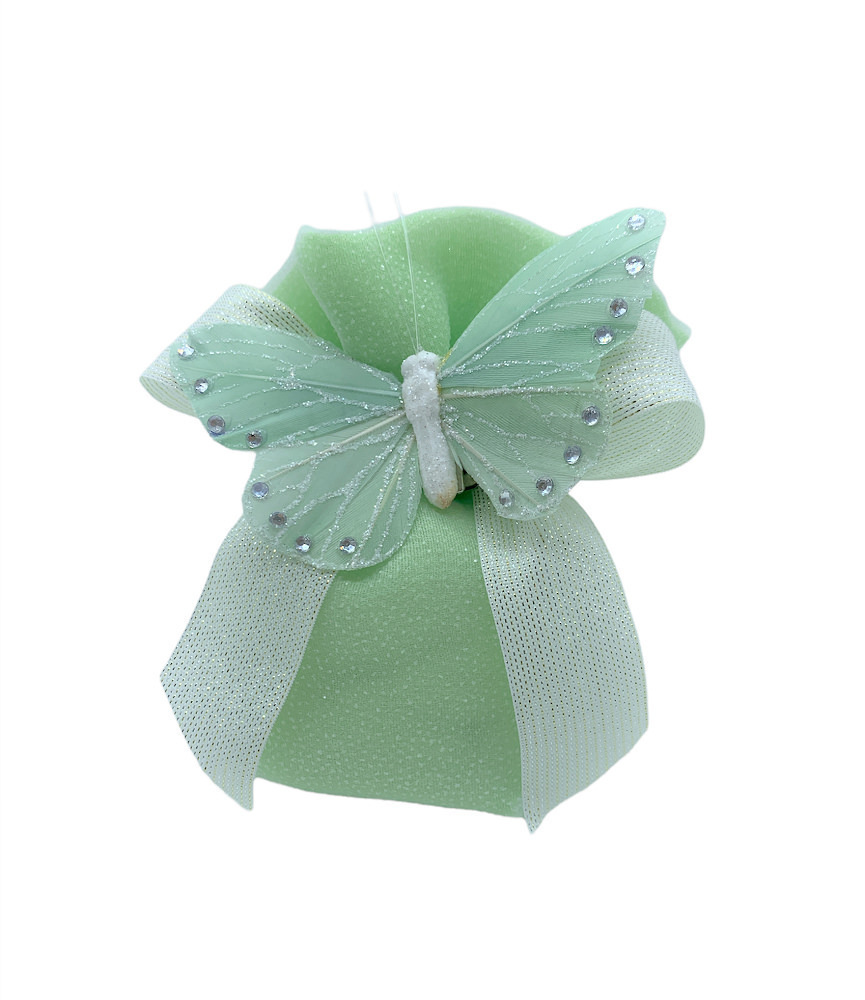 Puff verde grande glitter con farfalla 7x11 cm - 091924+7