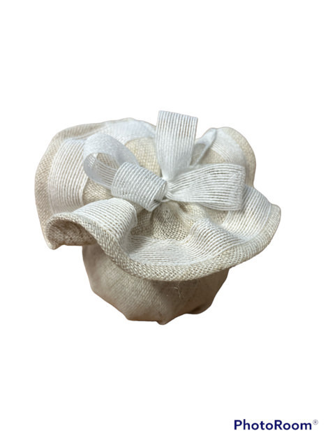 Puff o con nastro grezzo bianco 9x9 - 091928+1