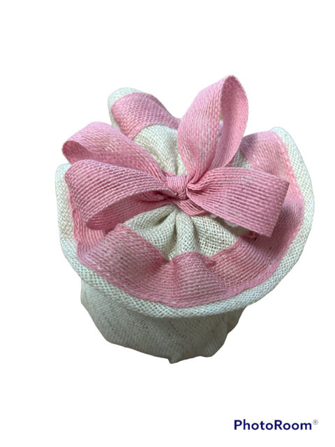 Puff o con nastro grezzo rosa 9x9 - 091928+2