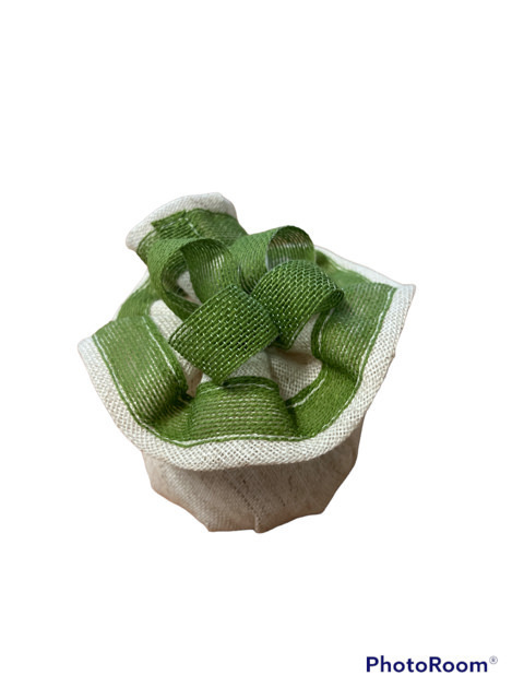 Puff o con nastro grezzo verde 9x9 - 091928+7