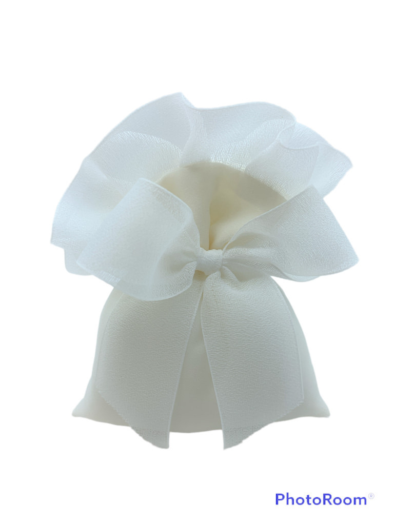 Sacchetto rett rouche e fiocco bianco 10x12 - 091936+1