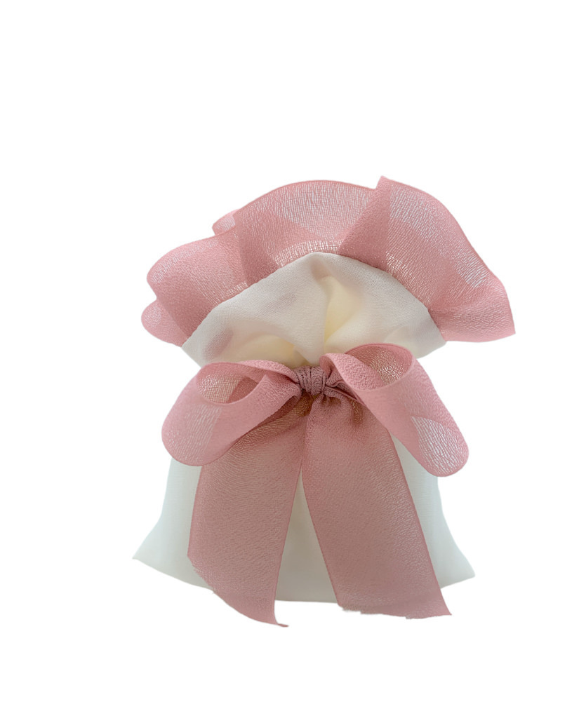 Sacchetto rett rouche e fiocco rosa 10x12 - 091936+2