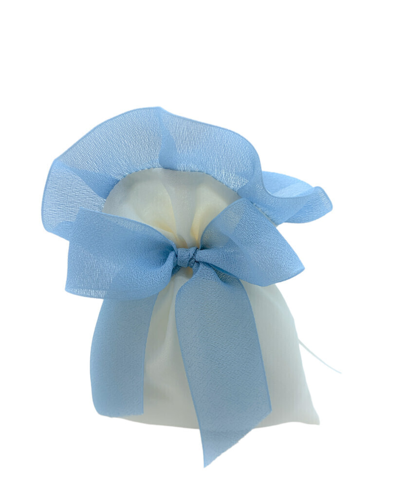 Sacchetto rett rouche e fiocco celeste 10x12 - 091936+3