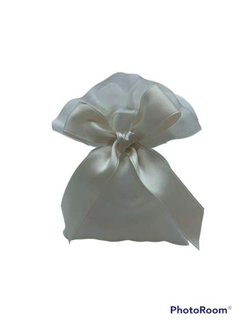 Sacch crepe rett rouche e fiocco bianco 10x12 - 091939+1