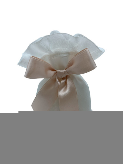 Sacch crepe rett rouche e fiocco rosa 10x12 - 091939+2