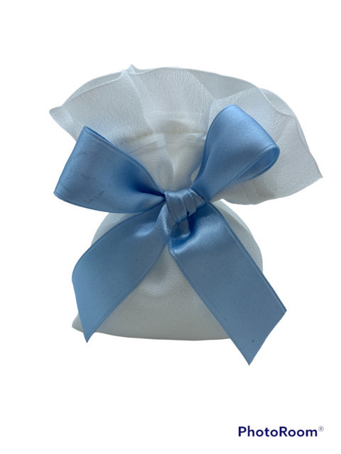 Sacch crepe rett rouche e fiocco celeste 10x12 - 091939+3