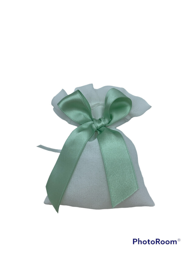 Sacch crepe rett rouche e fiocco verde 10x12 - 091939+7