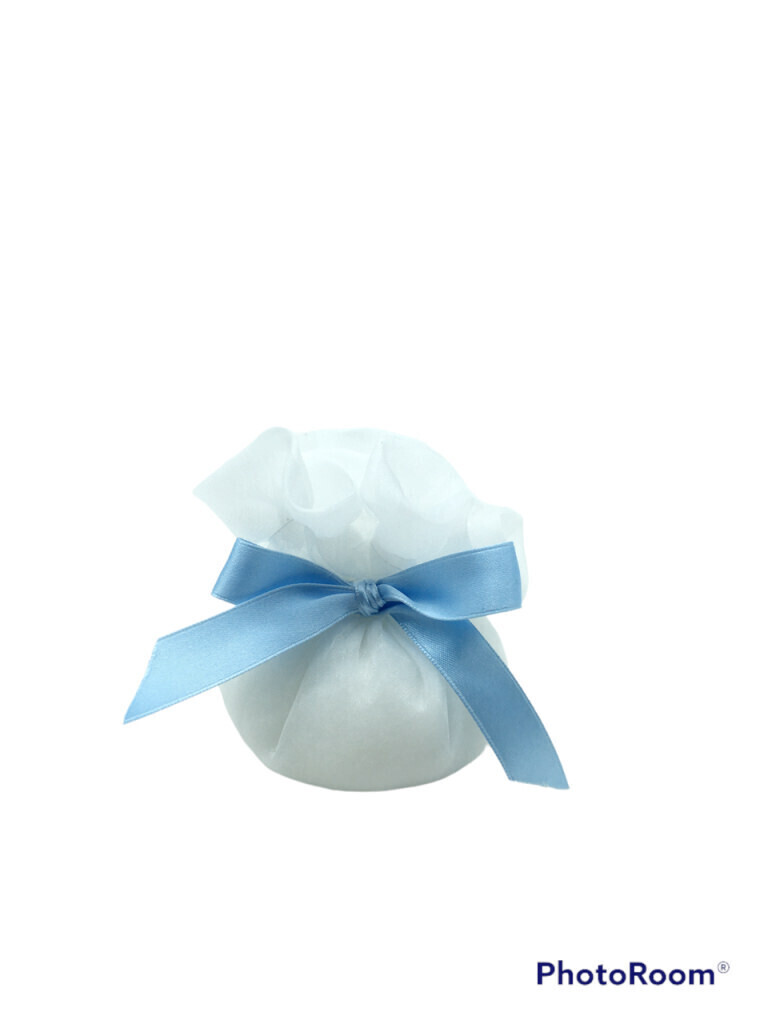 Sacchetto organza nastro celeste 11x10 - 091944+3