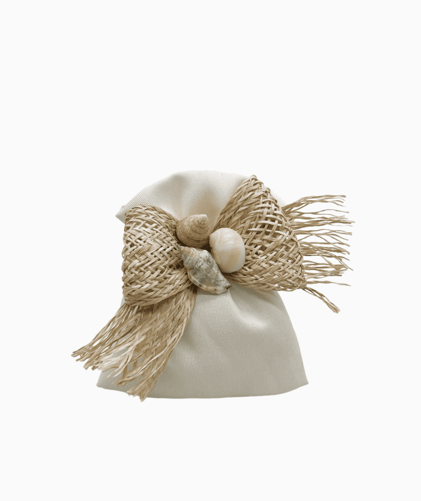 Sacch c/fiocco intrecciato e conch. 10x11 - 091962