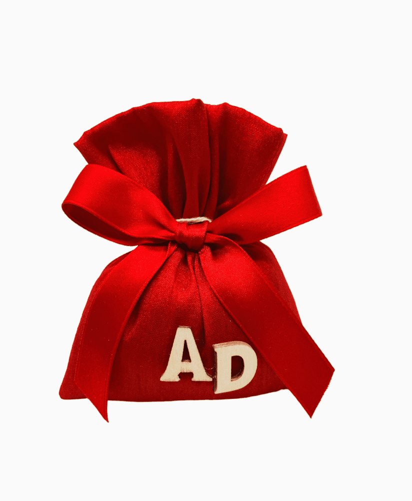 Sacch shantung rosso c/letterine 10x10 - 091966+14