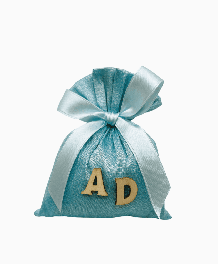 Sacch shantung celeste c/letterine 10x10 - 091966+3