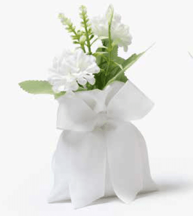 Sacch rett c/fiori bianchi e fiocco 10x15 - 091974+f31