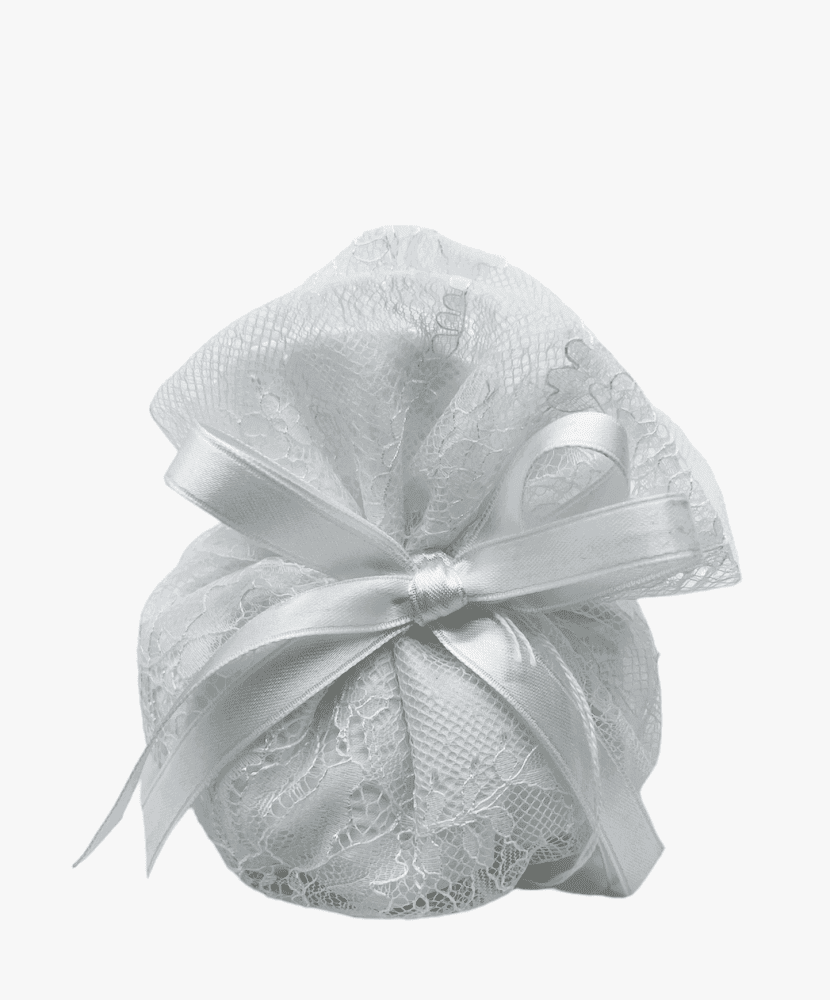 Puff gr raso e pizzo bianco 10x12 - 091978+1